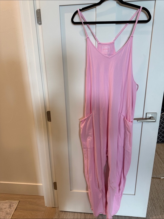 FP Movement by Free People Pants - FP Movement by Free People Light Pink Relaxed Jumpsuit with Pockets